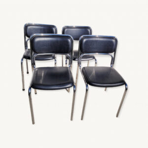 Set 4 chaises vintages chrome et simili 1970 01