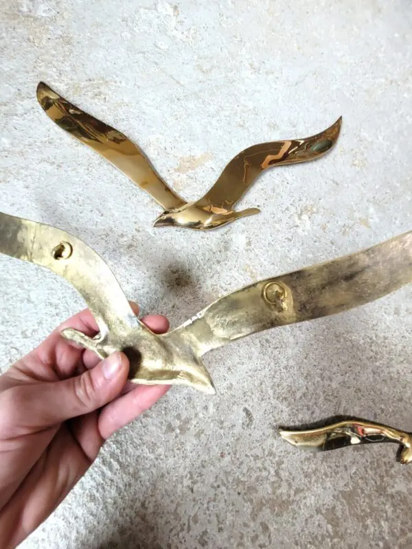 Envolee de 3 mouettes ou hirondelles en laiton 02