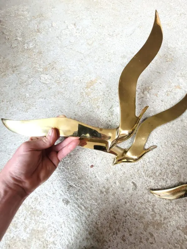 Envolee de 3 mouettes ou hirondelles en laiton 03