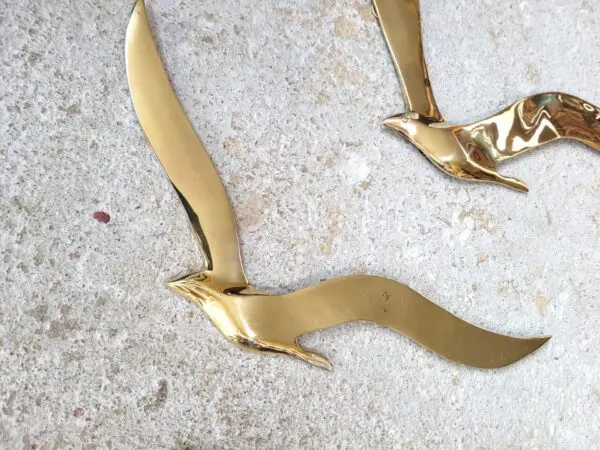 Envolee de 3 mouettes ou hirondelles en laiton 05