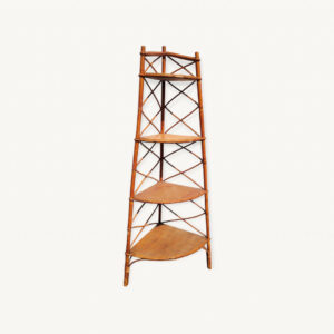 Etagere dangle en rotin vernis 1960 01