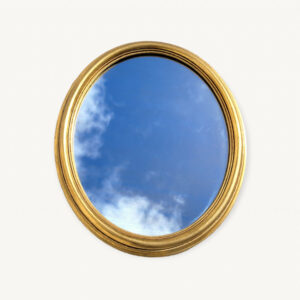 Petit miroir dore ovale 1960 25x30cm 01