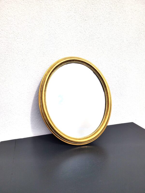 Petit miroir dore ovale 1960 25x30cm 06