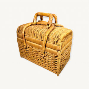 Petite malette valise vanity en rotin 01