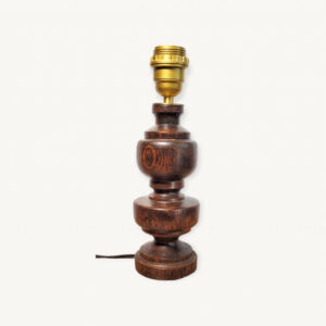 Pied de lampe vintage en bois tourne 01