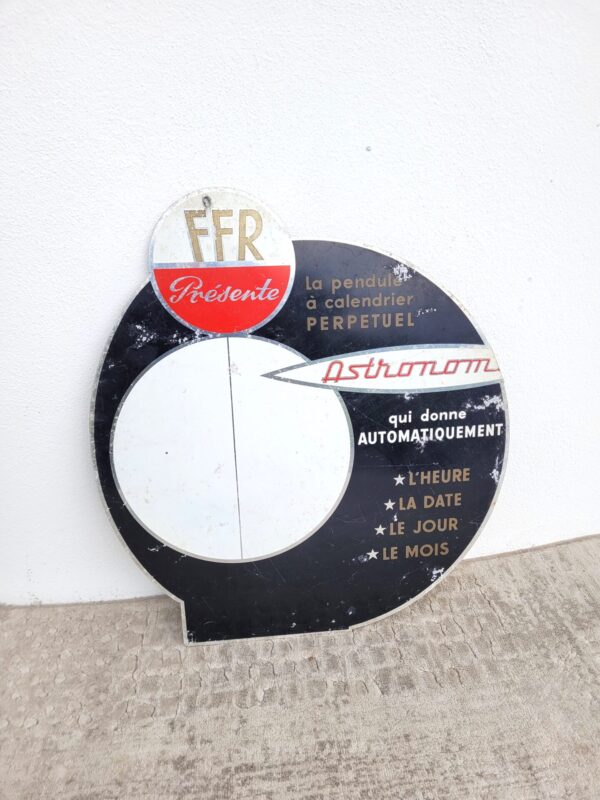 Plaque publicitaire horloge FFR 1960 07