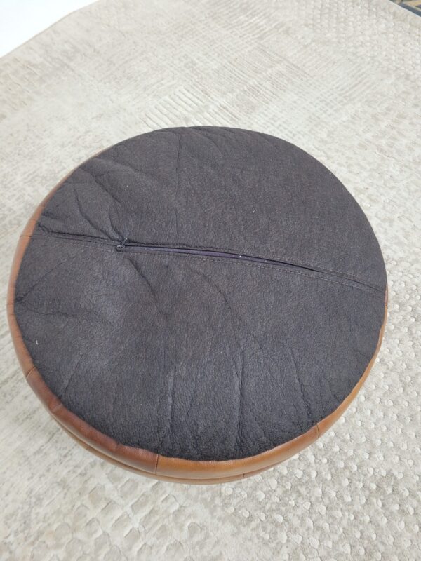 Pouf rond patchwork brun 03