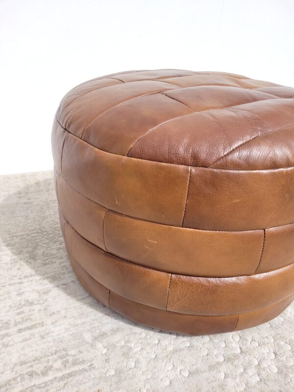 Pouf rond patchwork brun 04