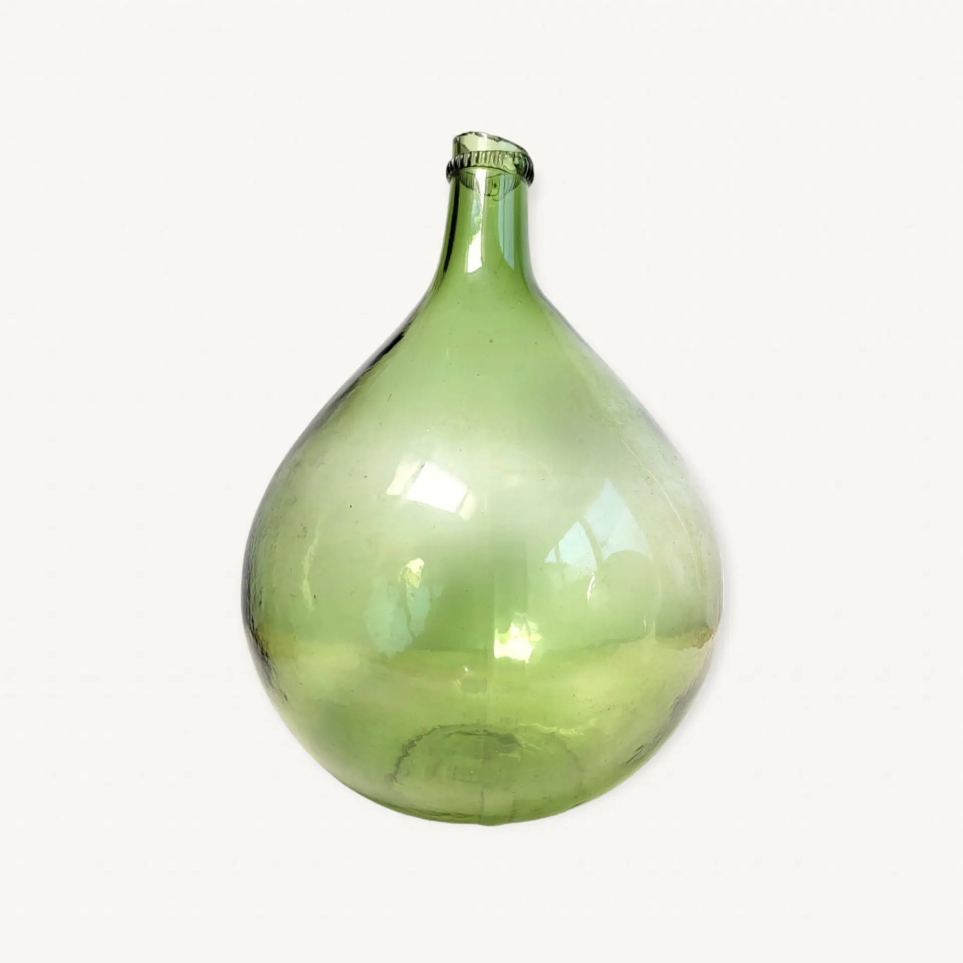 ancienne dame jeanne bonbonne bouteille vase en verre soufflé vert