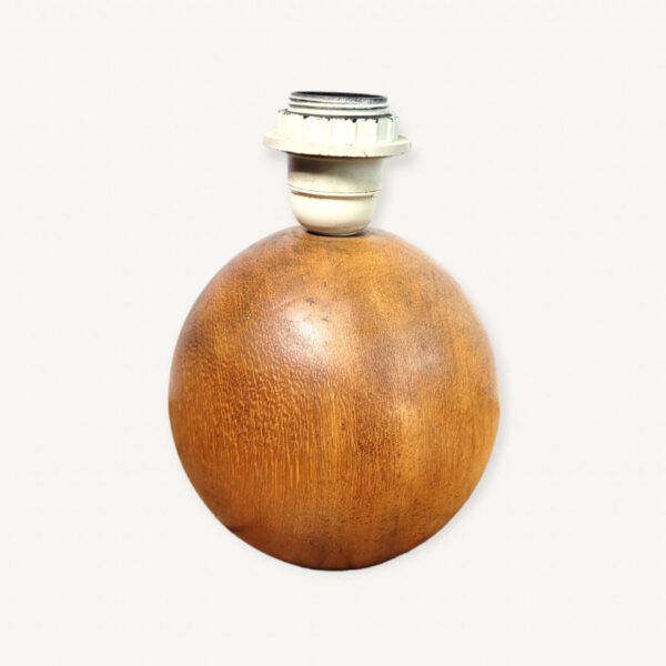 Pied de lampe boule en bois tourne 01