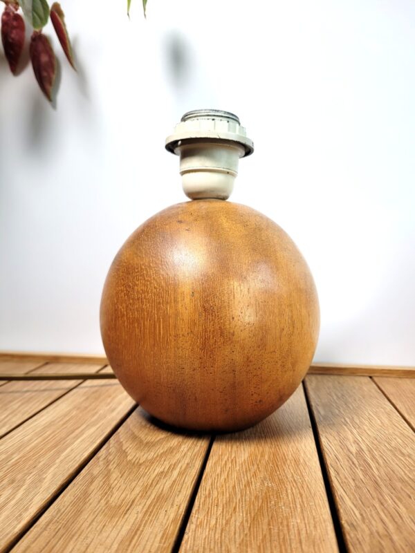 Pied de lampe boule en bois tourne 03