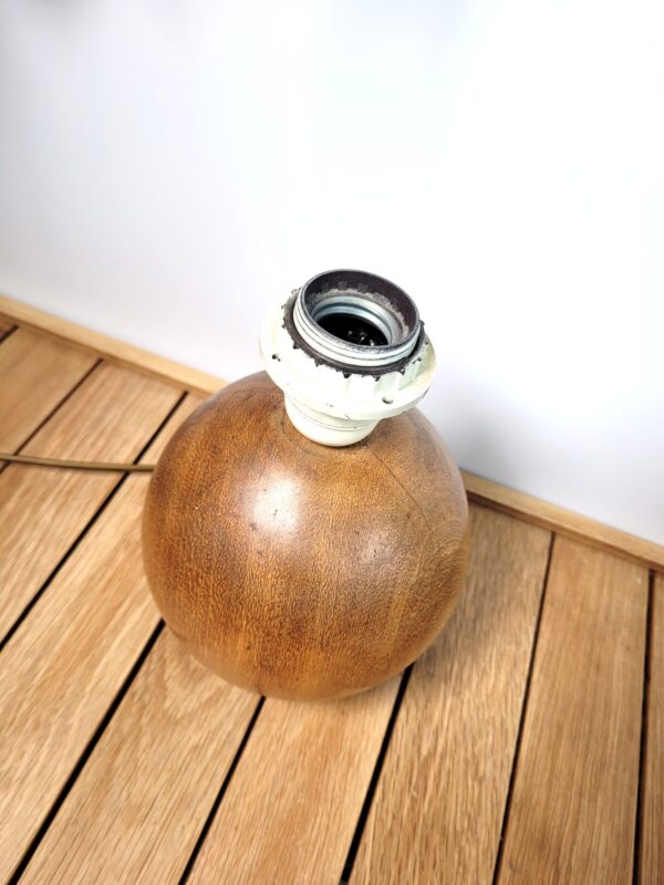 Pied de lampe boule en bois tourne 04