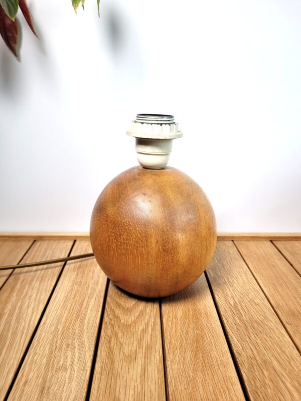 Pied de lampe boule en bois tourne 05