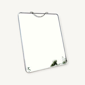 Grand miroir barbier vintage 24x30cm chromé 01
