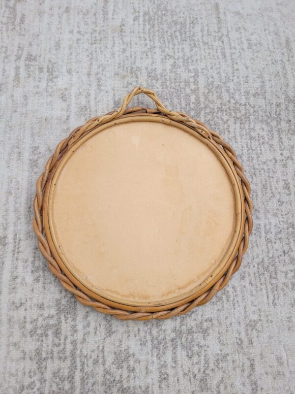 Miroir rond en rotin vintage 1970 02