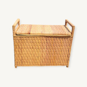 Petit coffre à jouet vintage en rotin 01