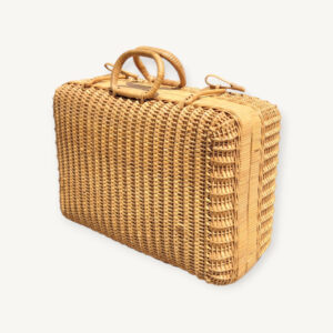Valise malette en rotin tressé 01