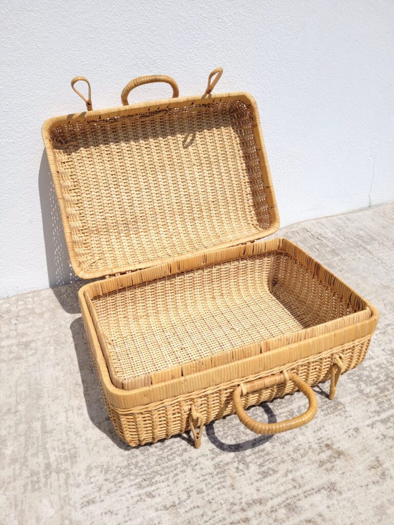 Petite Valise Panier En Osier Vintage – Fabriquée En France, Avec Couvercle