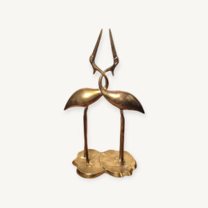 Couple de hérons en laiton doré 01