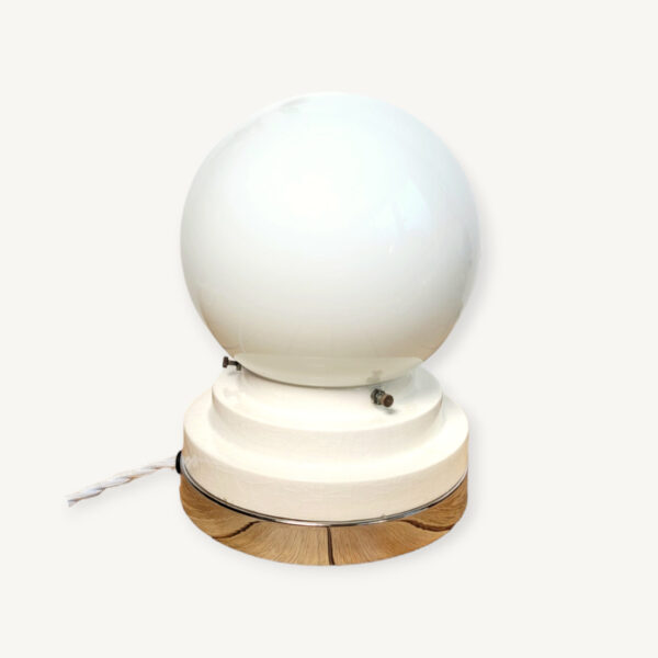 Lampe globe vintage céramique et chrome 01