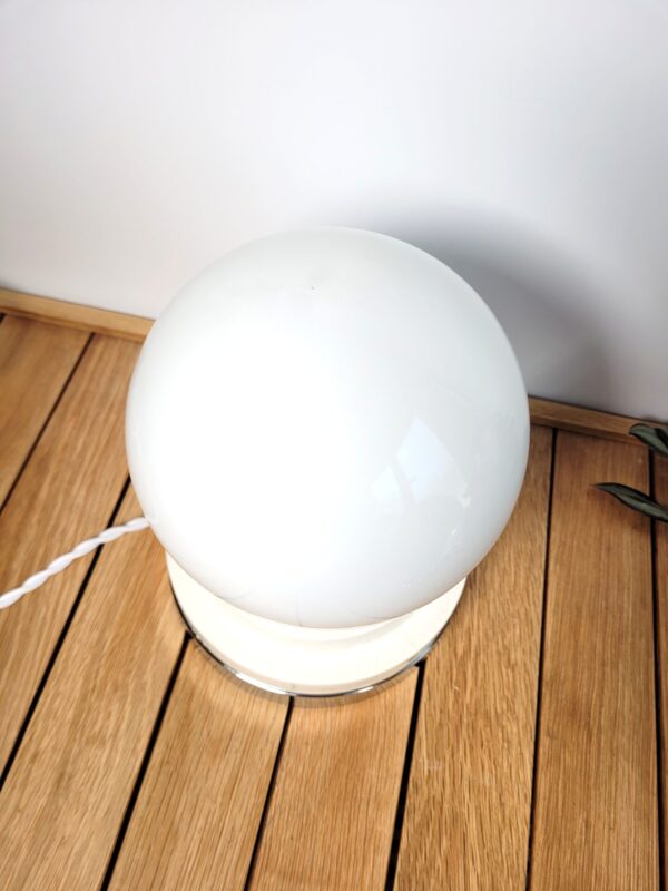 Lampe globe vintage céramique et chrome 03