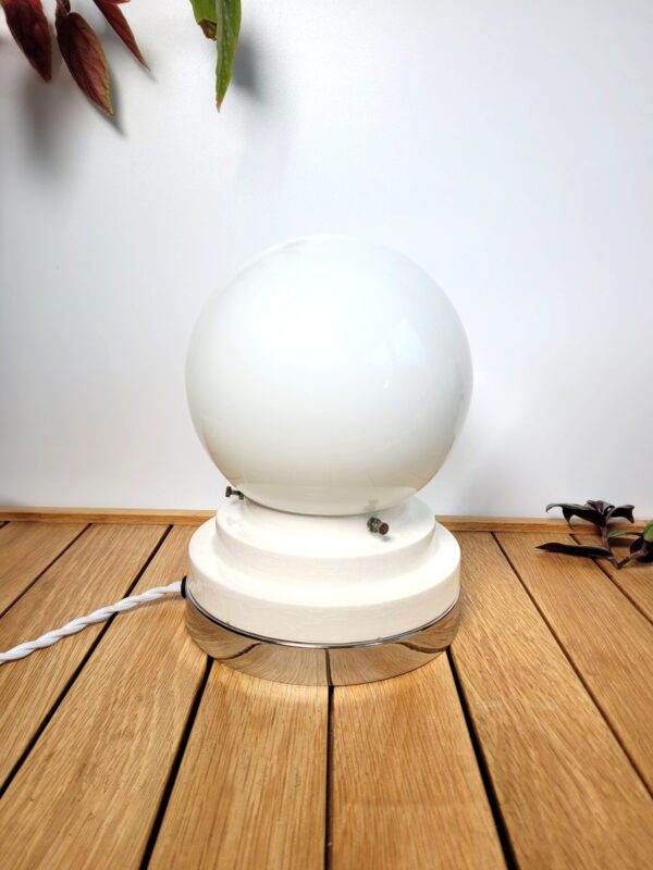 Lampe globe vintage céramique et chrome 05