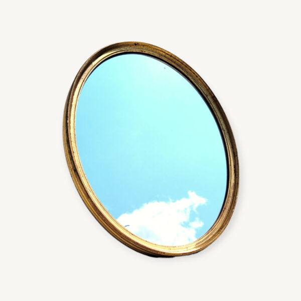 Miroir doré ovale vintage 1960 01