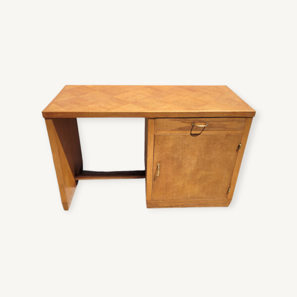 Bureau en chêne 1950 avec tiroir et caisson 01