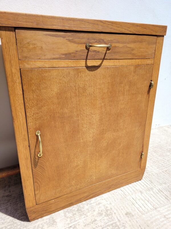 Bureau en chêne 1950 avec tiroir et caisson 04