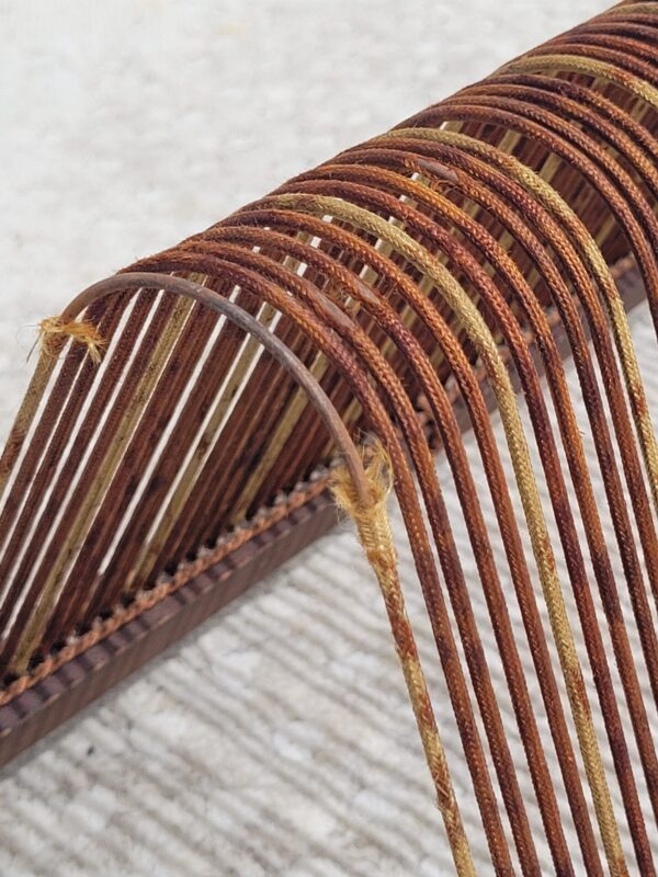 Porte vinyles vintage en bois et tissu 04