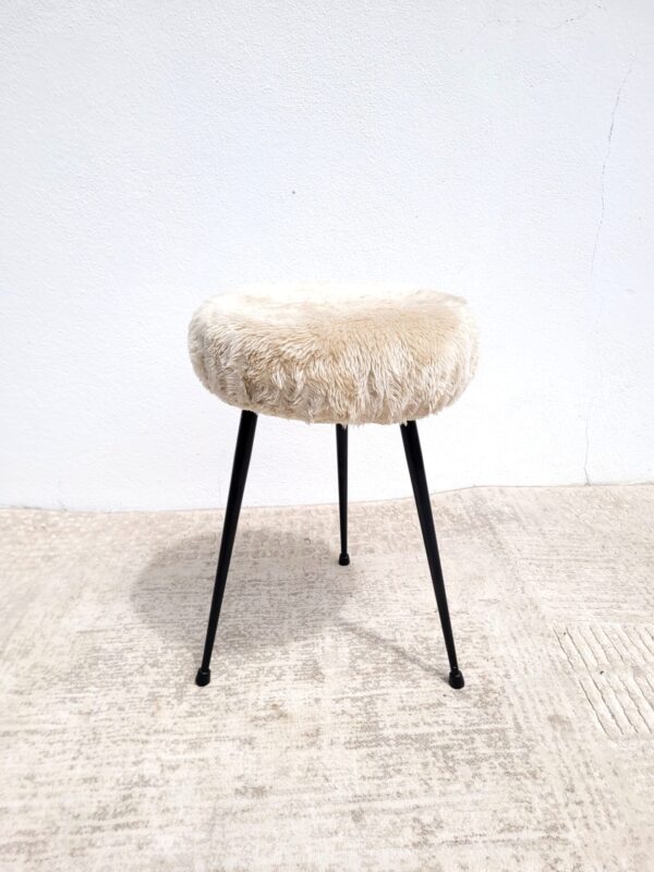 Tabouret vintage en moumoute 1960 06