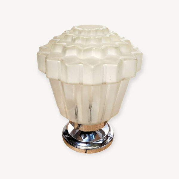 Lampe Art déco globe givré et chrome 01