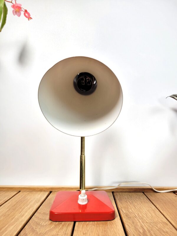 Petite lampe flexible vintage 1970 rouge et doré 03