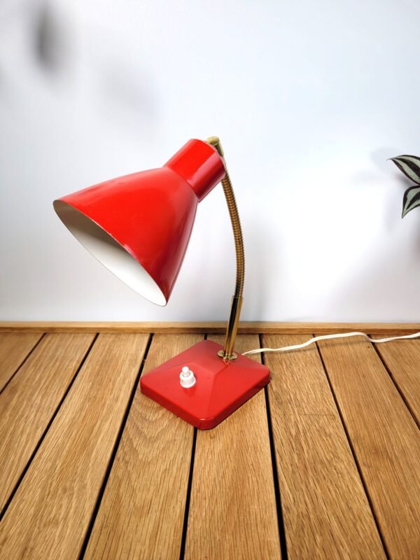 Petite lampe flexible vintage 1970 rouge et doré 05