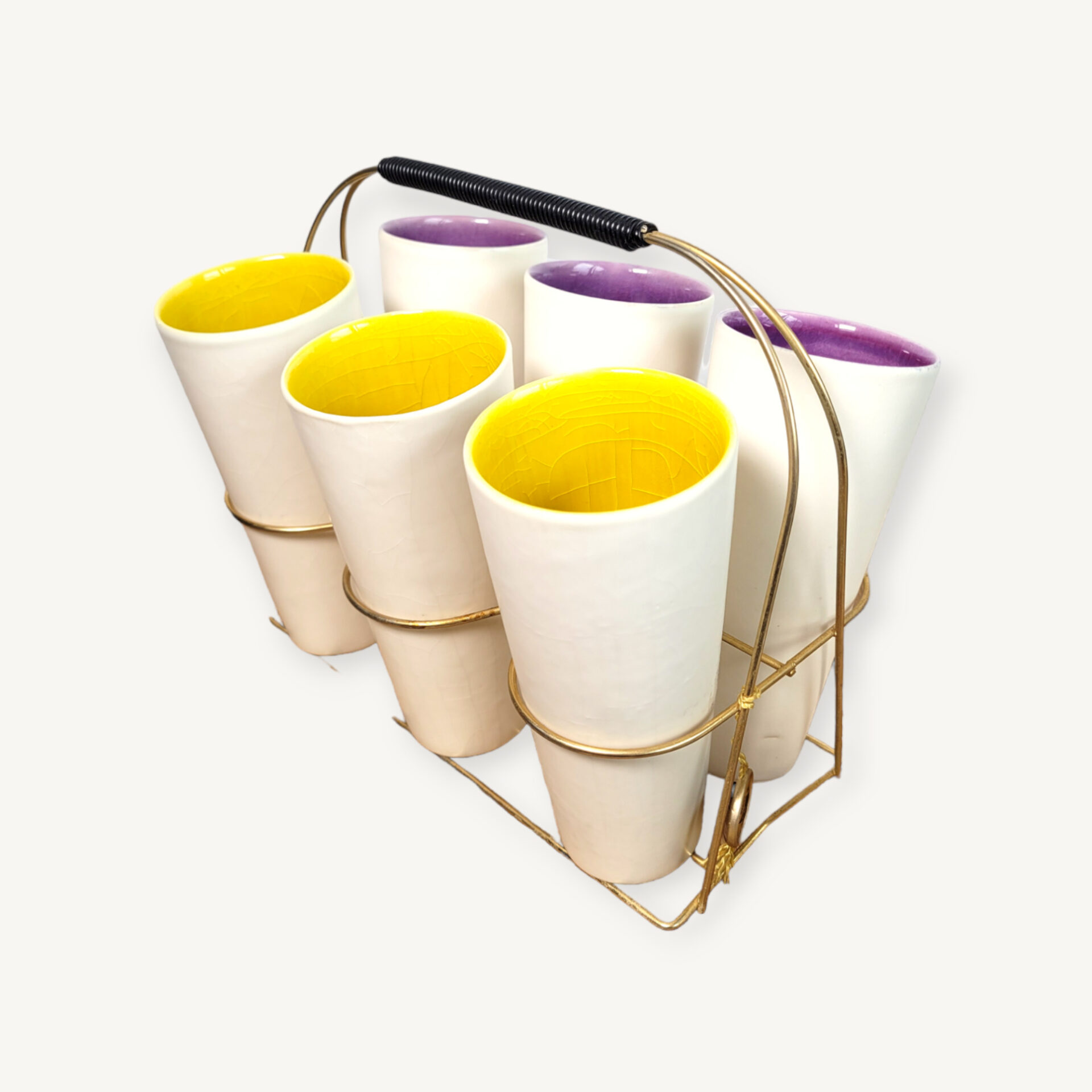 Serviteur 6 verres en céramique 1960 01