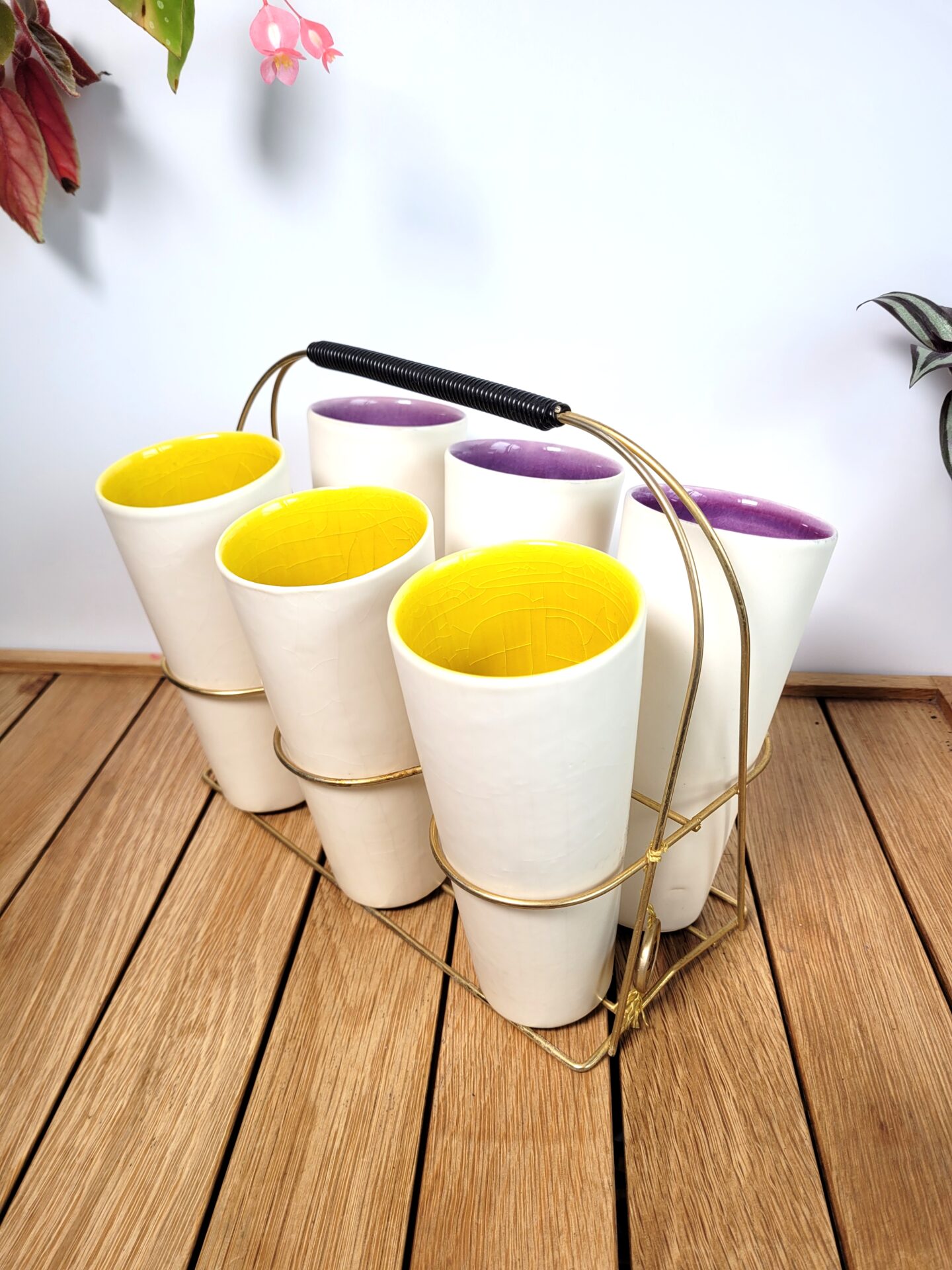 Serviteur 6 verres en céramique 1960 07