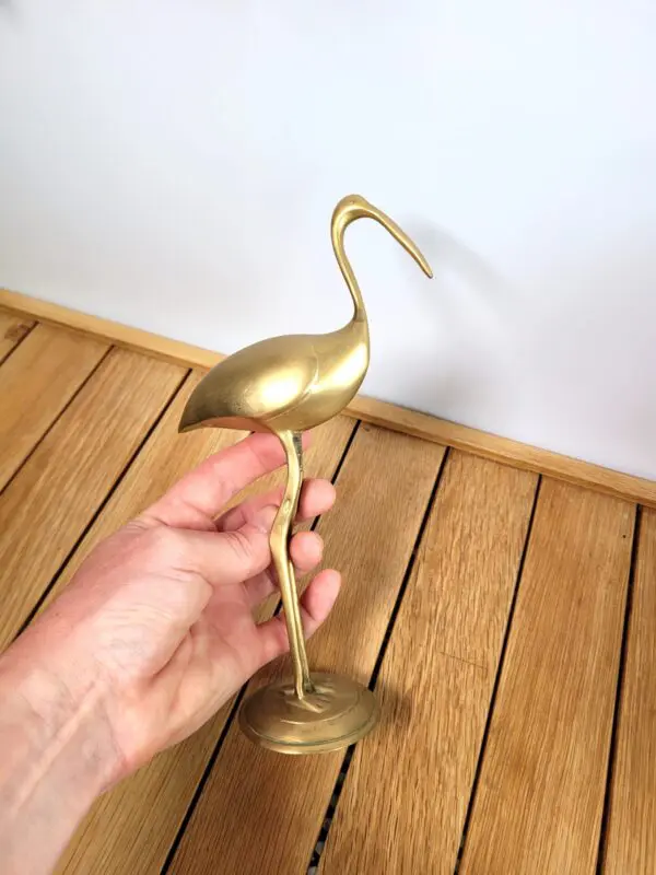 Statuette de héron en laiton 02
