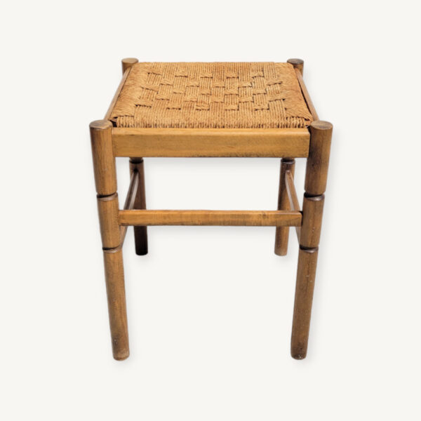 Tabouret bas bois et corde 01