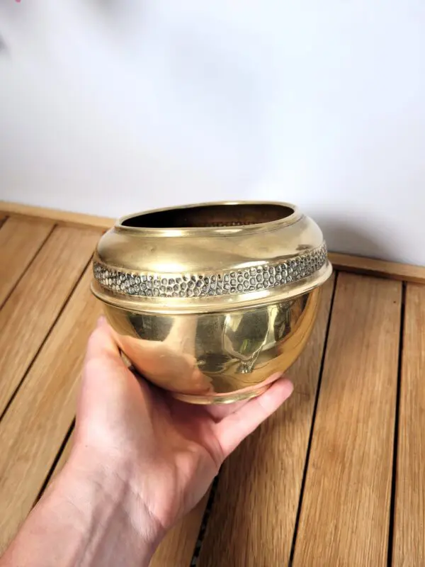 Cache pot en laiton doré 04