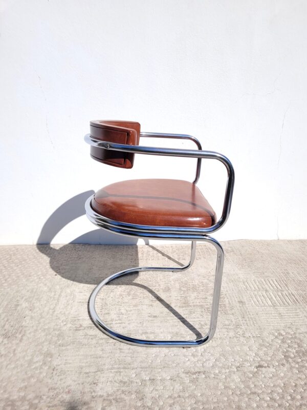 Fauteuil chrome et simili cognac 1970 04