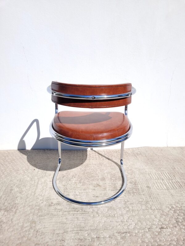 Fauteuil chrome et simili cognac 1970 05