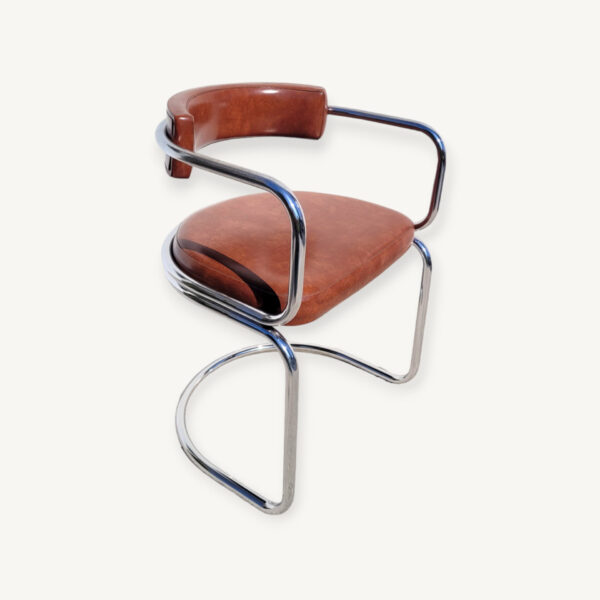 Fauteuil chrome et simili cognac 1970 10