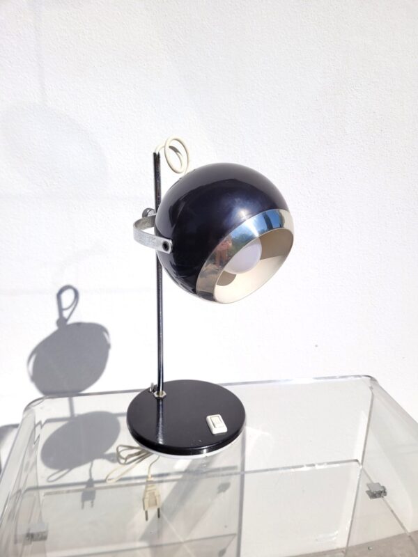 Lampe eyeball 1960 noir et chrome 01