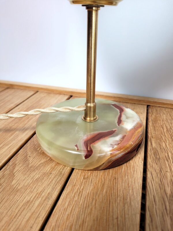 Lampe globe vintage opaline laiton et onyx 03