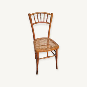 Chaise bistrot ancienne en bois et cannage rotin 06