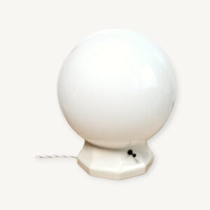Lampe vintage globe opalin et base céramique 05