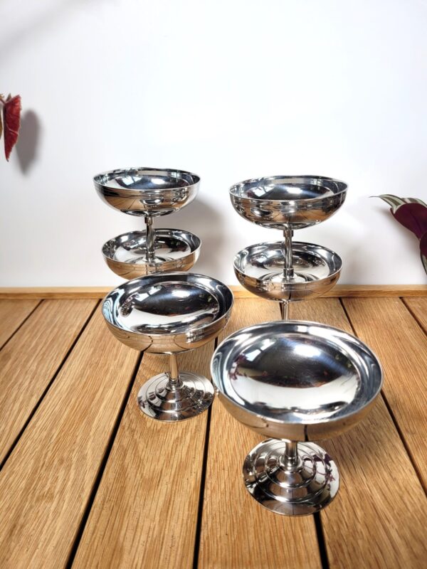 Set de 6 coupes à glace vintage en inox Letang Remy 1970 01