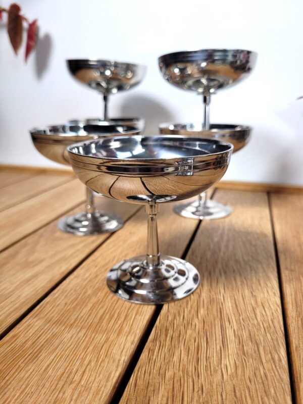 Set de 6 coupes à glace vintage en inox Letang Remy 1970 03