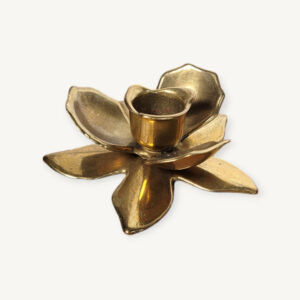 Bougeoir fleur vintage en laiton 04