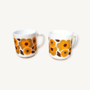 Paire de mugs vintages Lotus orange tasses 05